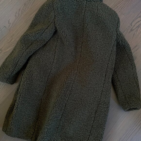 J. Crew Olive Green Teddy Coat Size XS - Picture 5 of 6